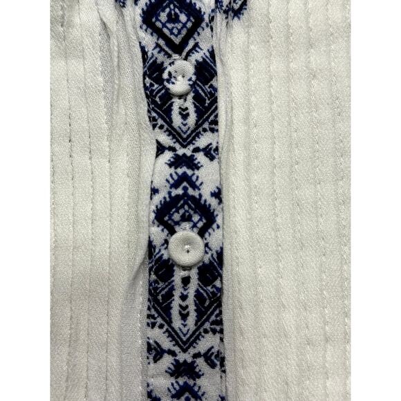 Pale Sky Women Pleated Tunic Top Boho Peasant Western Cowgirl, split neck top - Picture 6 of 8